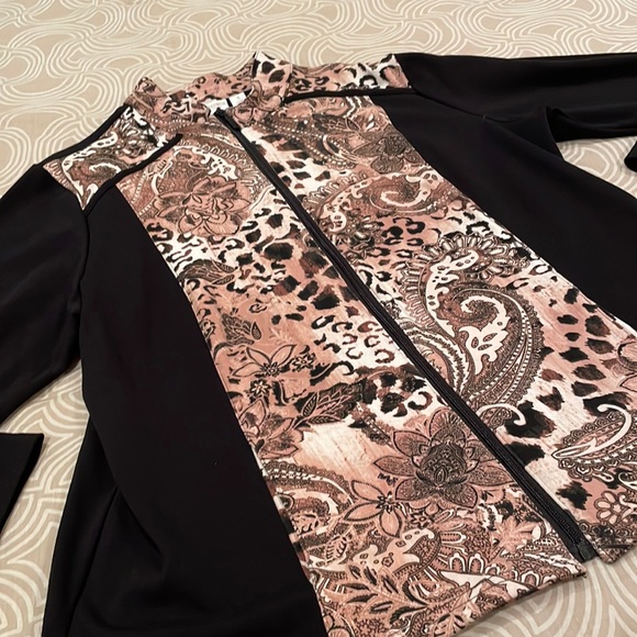 Chico's Jackets & Blazers - Chico’s jacket, “Weekends” collection, tan print inset, poly blend, 3 (L to XL)